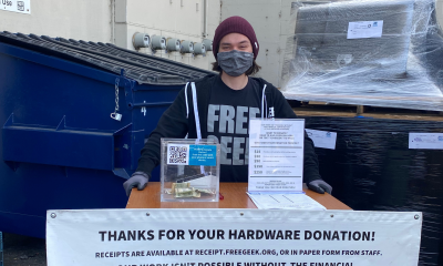 Employee at donation station